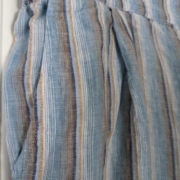 FAHERTY USA M Linen Pants 6 8 Fresh Blue Stripes Pockets and Pleats  ~NEW - Picture 5 of 12